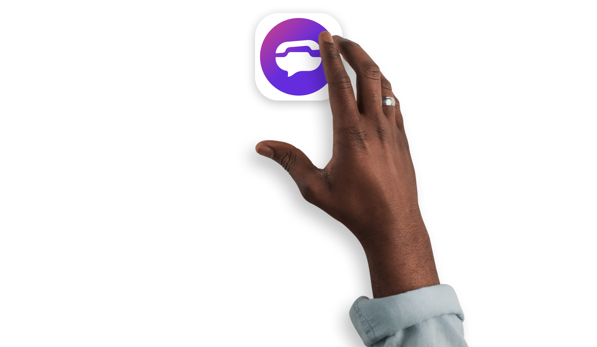 A finger tapping the TextNow icon.