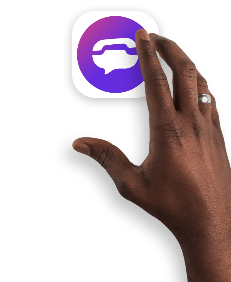 A finger tapping the TextNow icon.